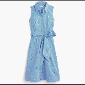 J.Crew Factory lemon print sleeveless tie-waist shirtdress size 0